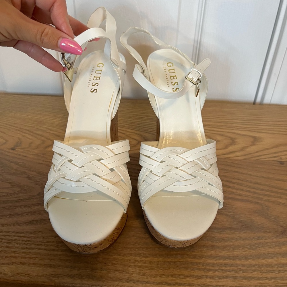 GUESS Women's White Woven Sandals